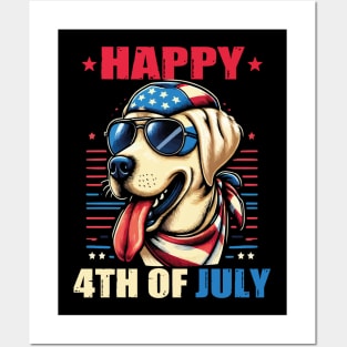 Happy 4th of July Patriotic American Labrador Retriever USA Posters and Art